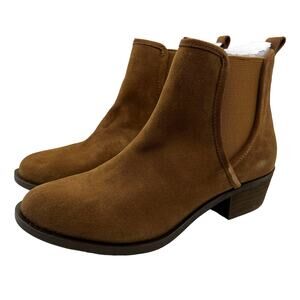 Isaac Mizrahi Live! Suede Ankle Boot Womens Size 6.5 Medium Brown Cognac